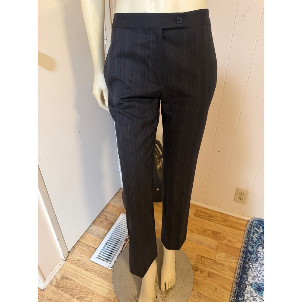 ETRO Italy 100% Luxury Wool Menswear Look Straight Pinstriped Women's Pants 4
